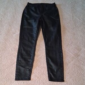 7 For All Mankind Black Shiny Skinny Jeans